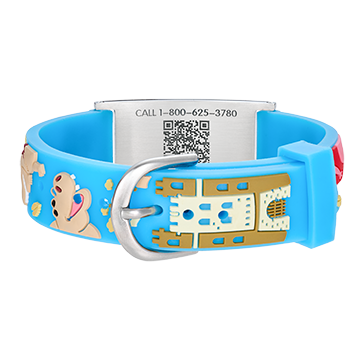 QR Code Child Titanium Medical ID Bracelet Blue Dino, Blue Dino, large image number 2
